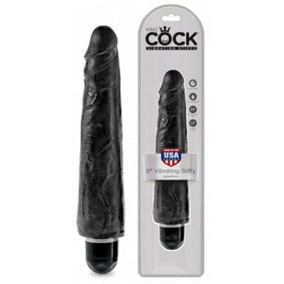 Черный вибратор-реалистик King Cock 9" Vibrating Stiffy - Black