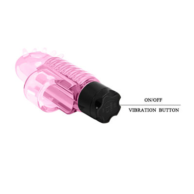 Розовый вибростимулятор с шипиками на палец