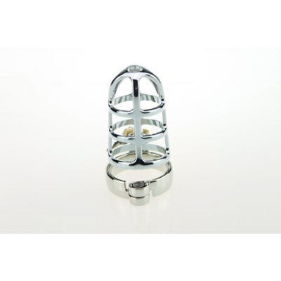 Мужской пояс верности серебристый диаметр запорного кольца 4,5 см