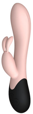 Вибратор Gemini с клиторальным отростком в форме кролика и подогревом цвета нежного персика