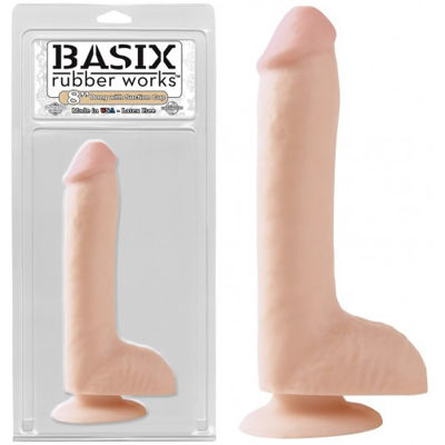 Фаллоимитатор с мошонкой на присоске Basix Rubber Works 8" Suction Cup Dong Flesh