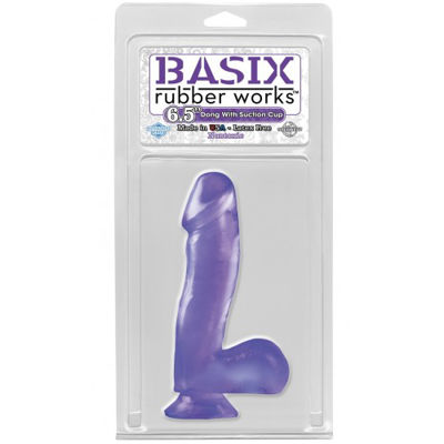 Фаллоимитатор с мошонкой на присоске Basix Rubber Works 6.5 purple