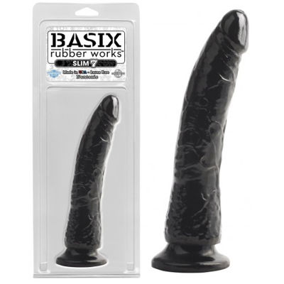 Фаллоимитатор на присоске Basix Rubber Works Slim 7 Black
