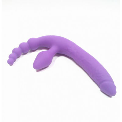 Безремневой страпон с анальным стимулятором фиолетовый