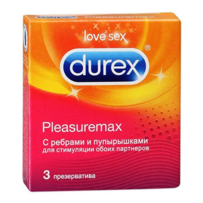 Презервативы Durex №3 Pleasuremax с ребрами и пупырышками с обеих сторон