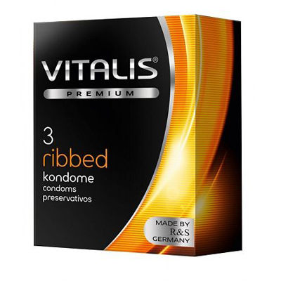 Презервативы "VITALIS" PREMIUM №3 ribbed - ребристые (ширина 52mm)