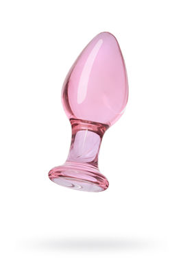 Розовая анальная пробка из стекла
