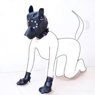 Кожаная маска-шлем собаки на шнуровке