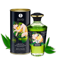 SHUNGA Массажное масло разогревающее Aphrodisiac Warming Oil с ароматом зеленого чая, 100 мл