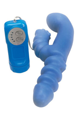 Двойной многоскоростной вибратор с пультом от компании Dream Toys, цвет голубой, 20218