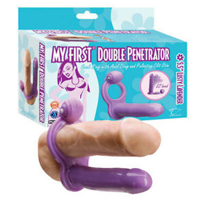 Виброкольцо с анальным стимулятором My First Double Penetrator Lusty Lavender, фиолетовое
