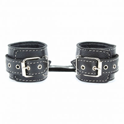 Кожаные наручники BDSM Арсенал с контрастной строчкой