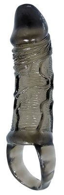 SexExpert Насадка на пенис с кольцом для мошонки (SEM-55027), черный