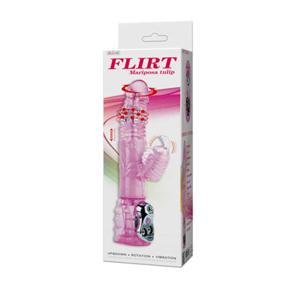 Baile Вибратор из TPR с ротационным и поступательным режимами Flirt Mariposa Tulip 29.5 см, розовый