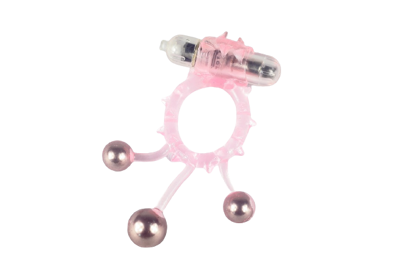 Виброкольцо с 3 утяжеляющими шариками розовое Ball Banger Cock Ring