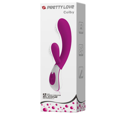 Вибратор Pretty love Colby силиконовый с клиторальным стимулятором 21.5 см, лиловый