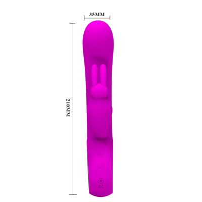 Розовый вибратор Webb с 12 видами вибрации и клиторальным зайчиком - 21 см.