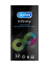 Презервативы Durex №12 Infinity (гладкие с анестетиком)