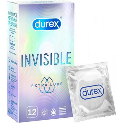 Презервативы из натурального латекса Durex Invisible Extra Lube №12