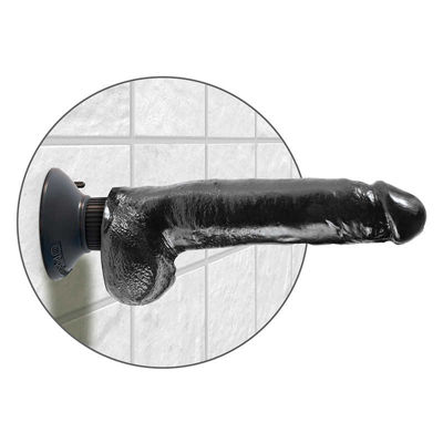 Вибратор реалистичный чёрный со съемной присоской 9" Pipedream Vibrating Cock with Balls - 22.9 см