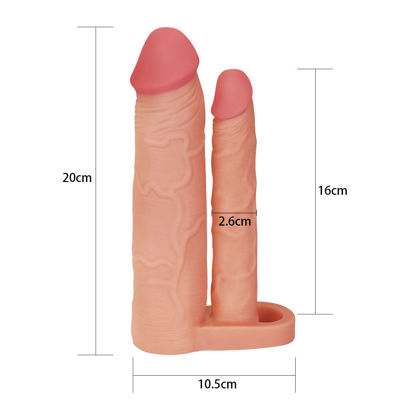Насадка на пенис для двойного проникновения Add 2" Pleasure X Tender Double Penis Sleeve