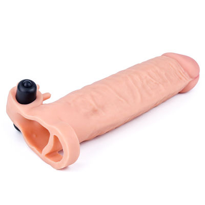 Удлиняющая насадка с вибрацией Super-Realistic Penis плюс 5 см