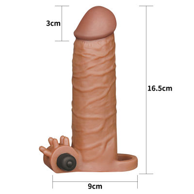 Удлиняющая насадка на пенис с вибрацией мулат Super-Realistic Penis Extension Sleeve