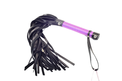 BDSM Арсенал Плеть из натуральной кожи с атласной ручкой фиолетовая Romantic Arsenal