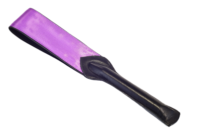 BDSM Арсенал Шлепалка из натуральной кожи с атласом фиолетовая Romantic Arsenal