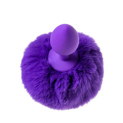 Анальная пробка фиолетовая с фиолетовым хвостиком