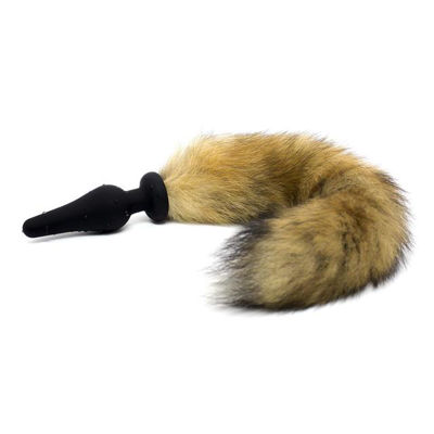 Изображение Анальная втулка силиконовая с хвостом Furry Fox натуральный мех (рыжый)