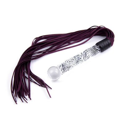 Замшевая плеть фиолетовая  с прозрачной ручкой 68.5 см 295701137