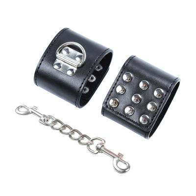 Черные наручники с металлическими заклепками 252412001