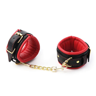 БДСМ наручники кожаные черно-красные 253210078
