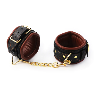 БДСМ наручники кожаные  коричнево-черные 254410078