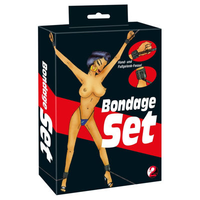 Бондажный набор из лент с карабином и манжет Bondage Set