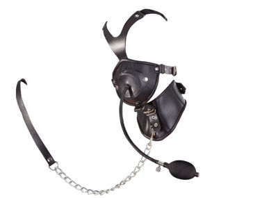 Набор для БДСМ игры Leather Head Mask and Gag, черный