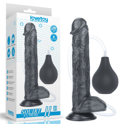 Черный фаллоимитатор Lovetoy 11'' Squirt Extreme Dildo с имитацией семяизвержения