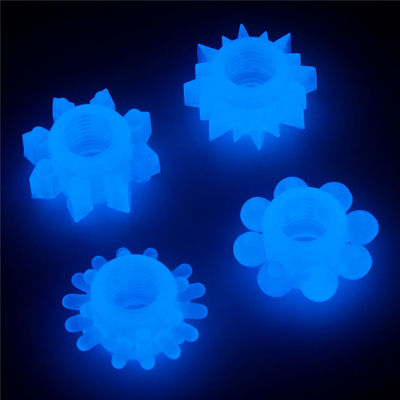 Набор из 4 голубых, светящихся в темноте эрекционных колец Lumino Play