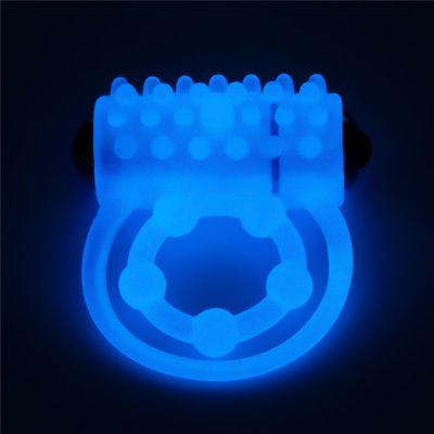 Голубое светящееся в темноте эрекционное виброкольцо Lumino Play Vibrating Penis Ring 5 см
