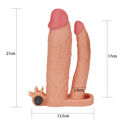 Насадка Lovetoy Add 3" Pleasure X Tender Vibrating Double Penis Sleeve телесная