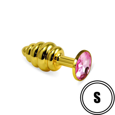 Анальная пробка Gold Small Plug рифленая светло-розовый