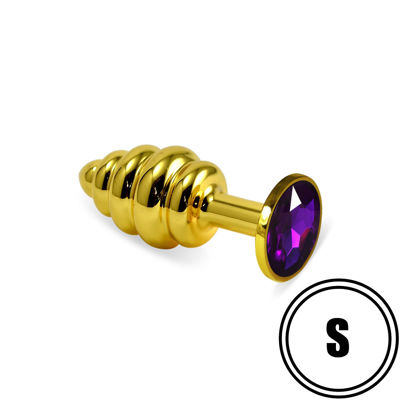 Анальная пробка Gold Small Plug рифленая фиолетовая