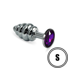 Анальная пробка Purple Rosebud Spiral Metal S