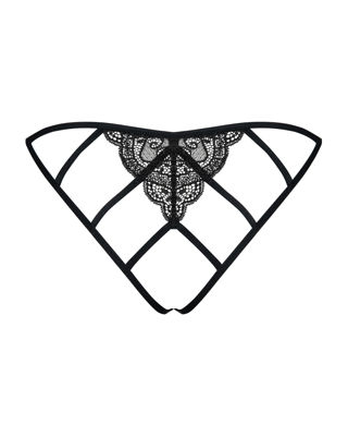 Открытые кружевные трусики Miamor Crotchless Panties, черные - S/M